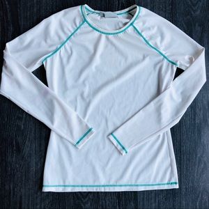 Athleta Womens White And Green Long Sleeve Workout